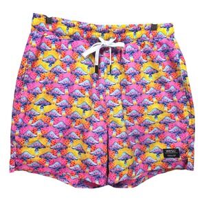 WESC Austin Shrooms AOP Mushroom Print Shorts Pink Yellow Mens L Womens XL